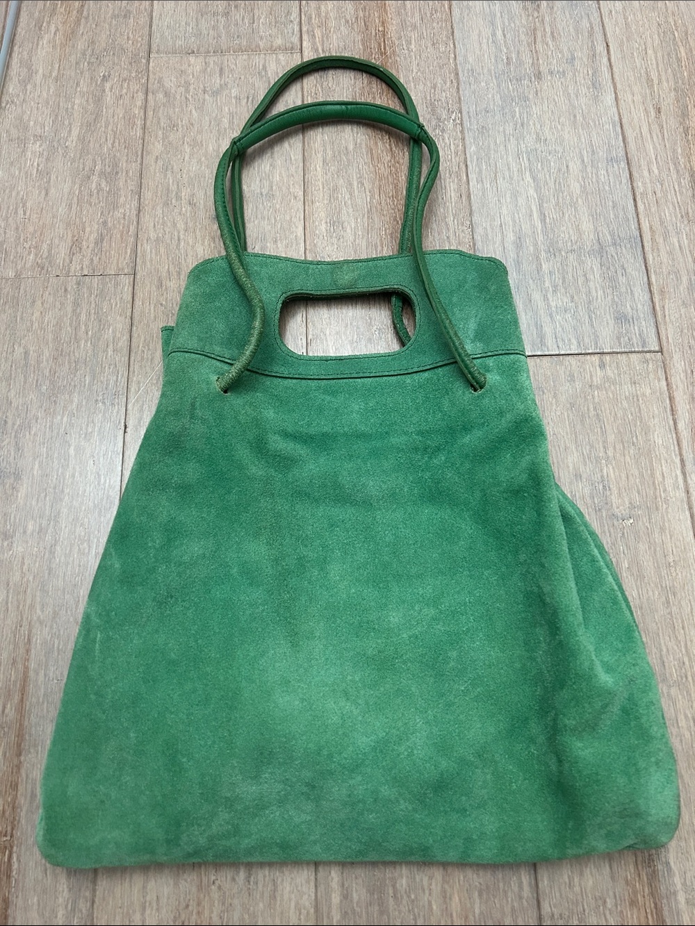 Free People Green Suede Cutout Handle Crossbody Tote
